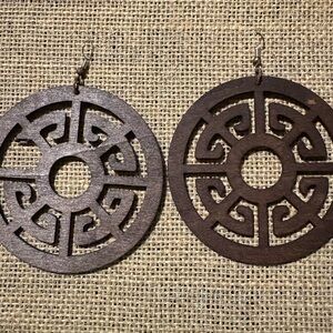Wooden Circular Earrings